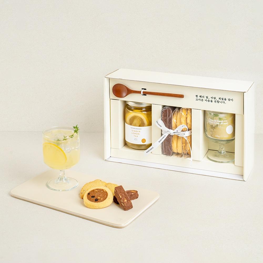 티타임 수제청 3종 선물세트(과일청 택1+쿠키3종or고블렛잔 택2)