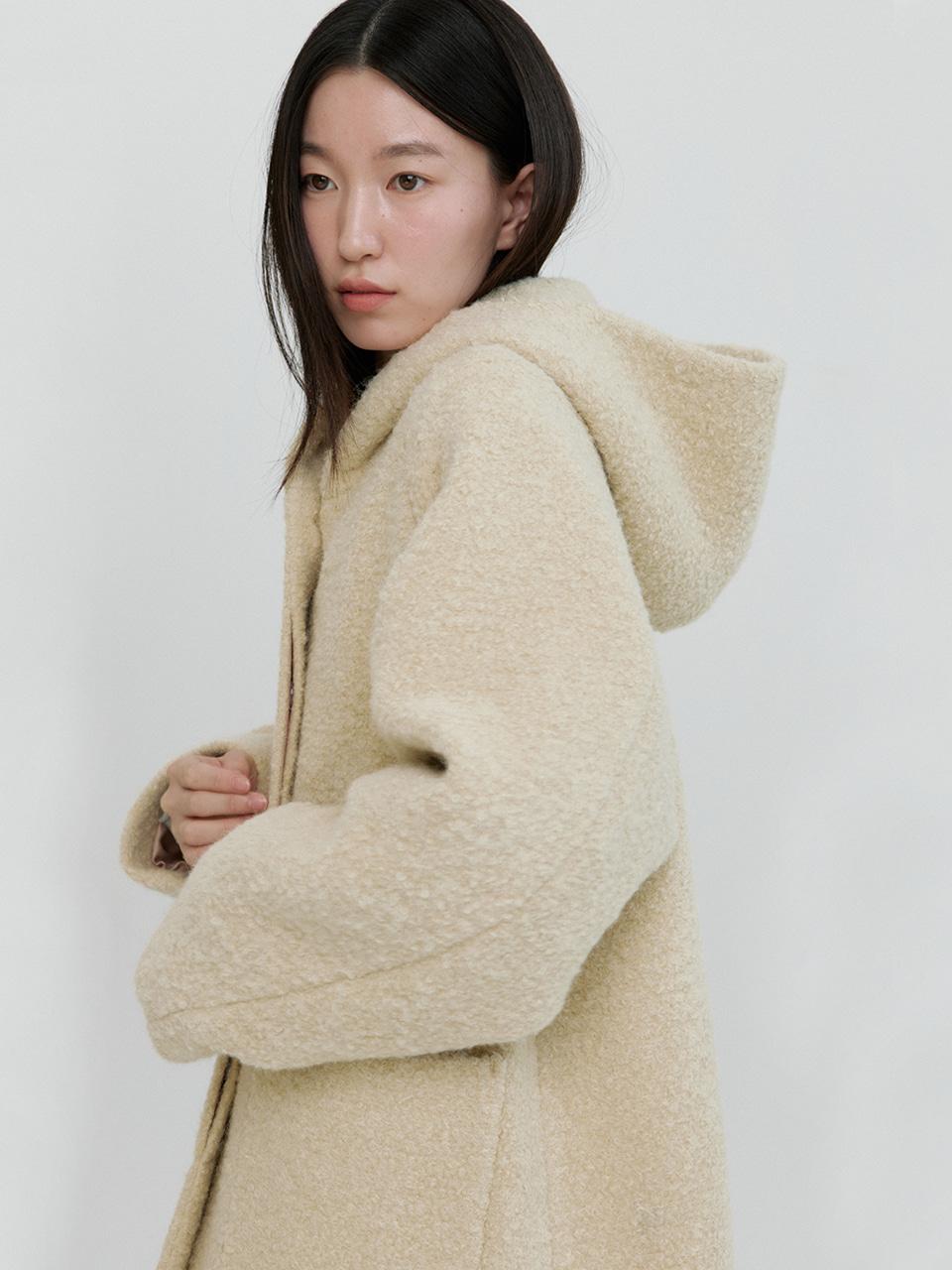 Hoodie Half Coat-Beige