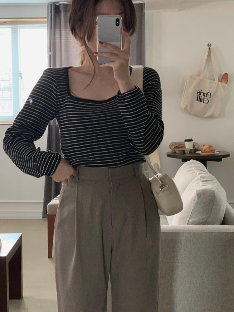 Square stripe tee