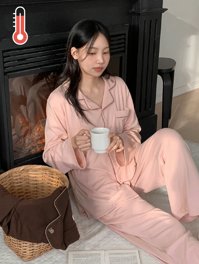 [A.made] 마일리 웜모어 기모 후리스 긴팔 커플파자마 남녀공용 잠옷세트