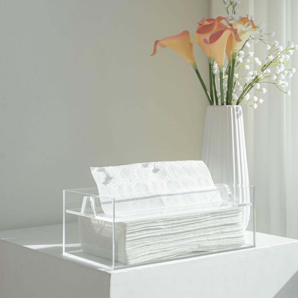 높이조절 아크릴 각티슈 케이스 투명 사각 휴지 케이스 카페용