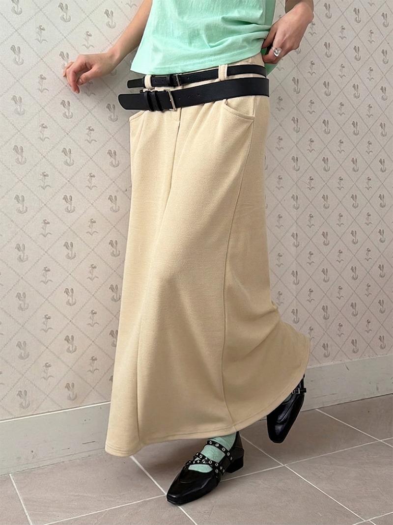 BELT-LOOP MAXI SKIRT (3color!)
