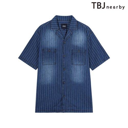 유니 인디고 데님 반팔 셔츠_믹스