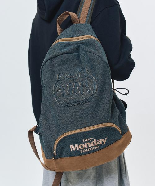 심볼 로고 패치워크 데님 백팩 BROWN