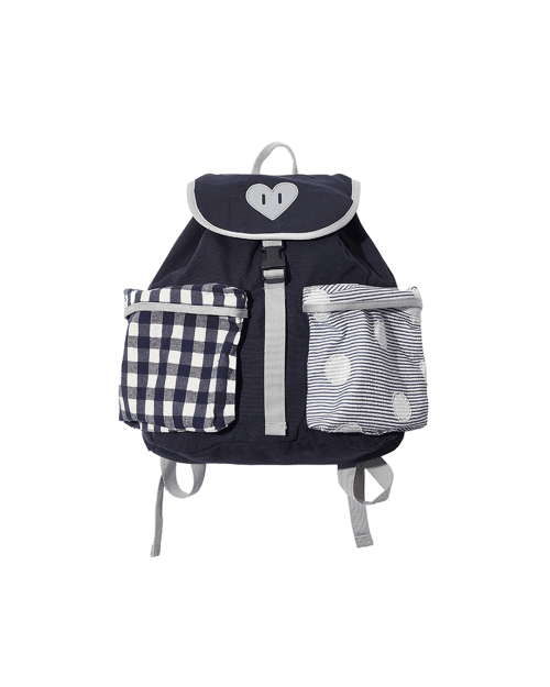 CHECK MIXED 2 POCKET BACKPACK (NAVY)