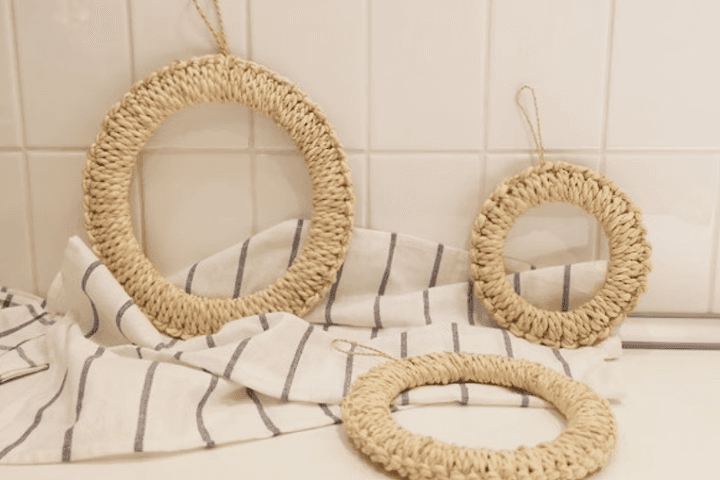 라탄핸드메이드옥수수껍질냄비받침