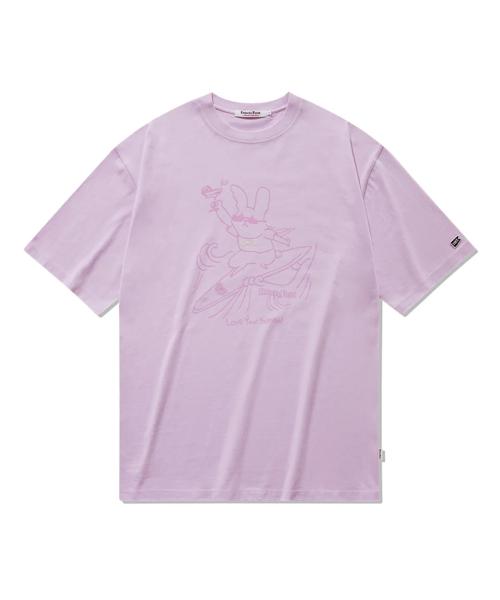 서퍼 토끼 반팔 티셔츠 핑크