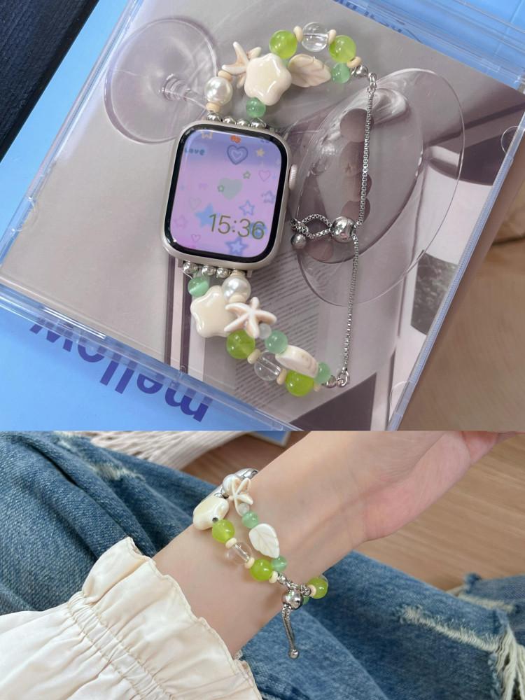 수심 Summer Leaf Strap(3 color) 썸머 그린 애플워치 스트랩 줄 비즈