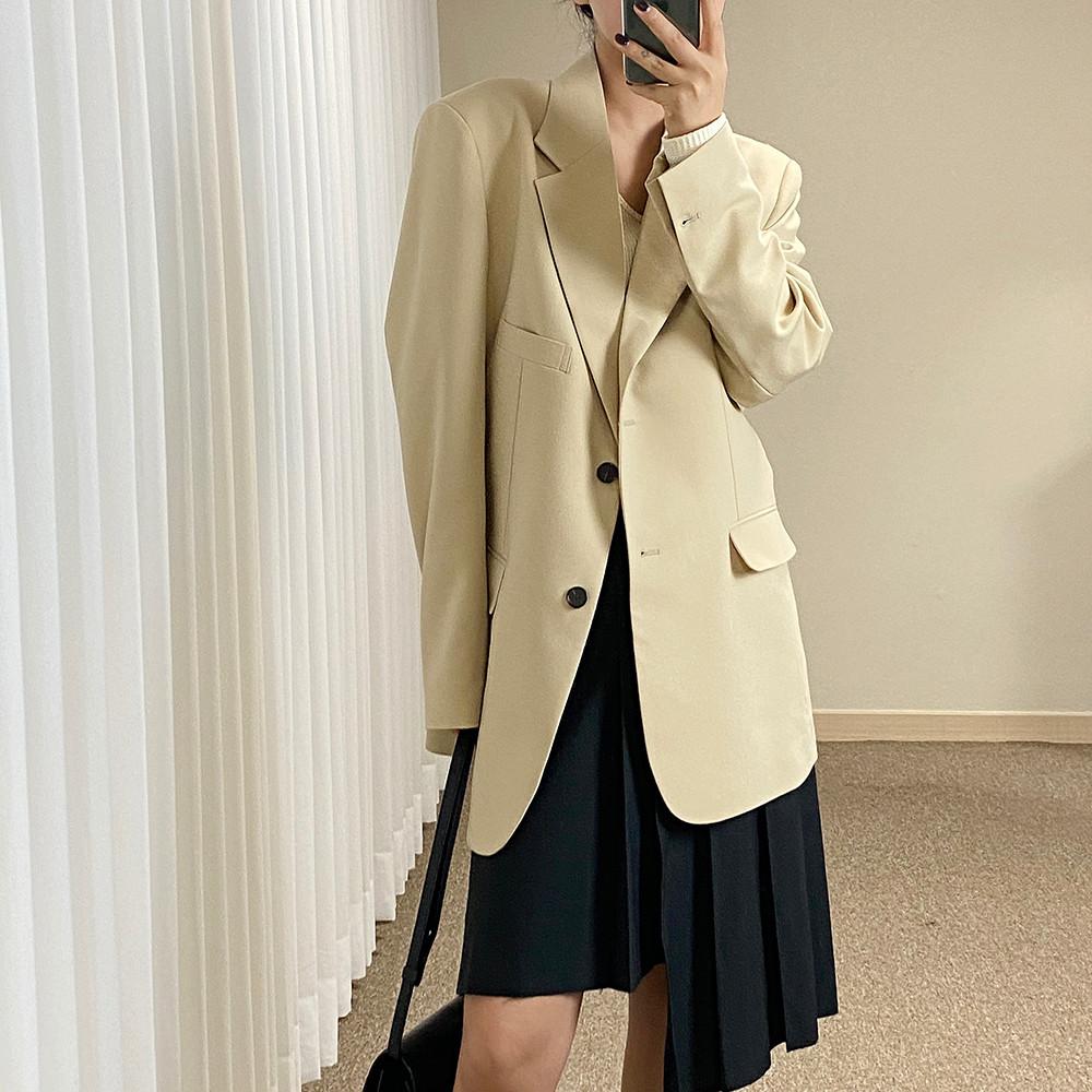 르누 자켓/여성 여자 간절기 봄 박시핏 오버핏 안감 배색 자켓