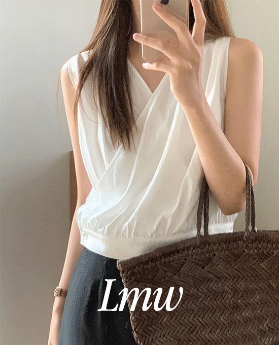 [LAST ONE SALE][썸머🍉][무료배송][l.m.w] 메종 셔링 랩 나시 블라우스 (bl)