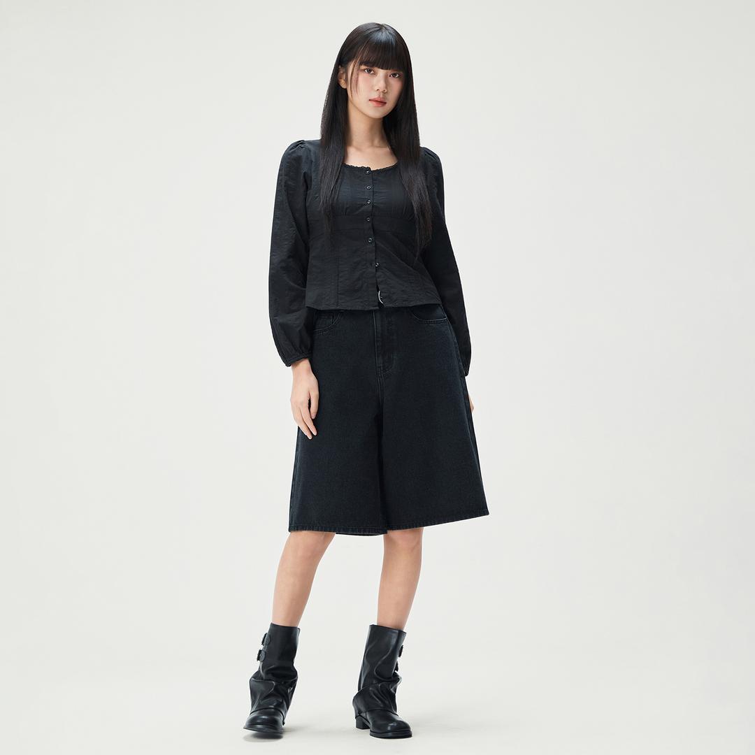 미쏘 셔링 절개 블라우스_MIWBLG311G