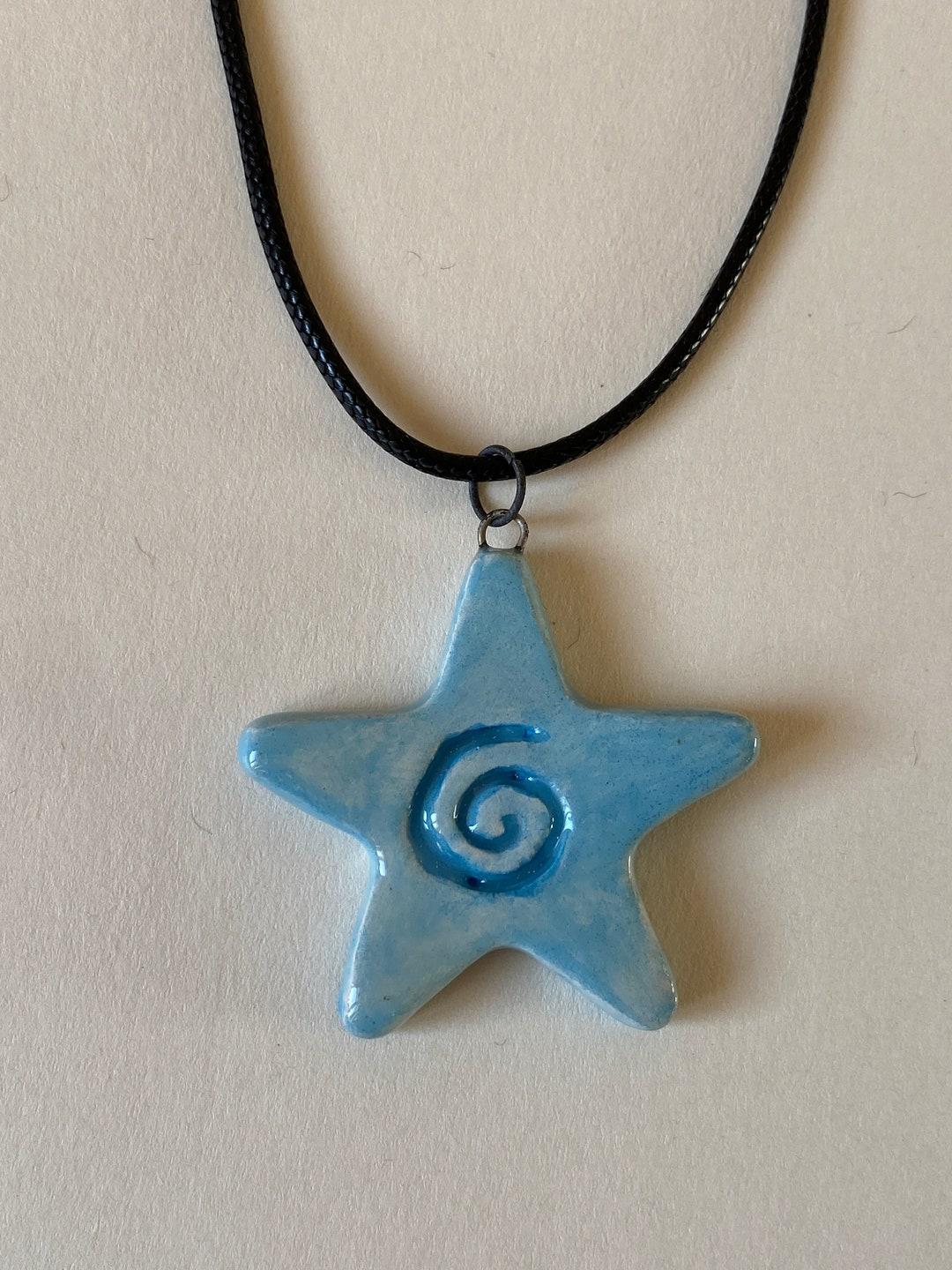 Star necklace,ceramic handmade star necklace,clay star