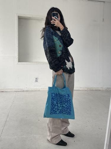 Vivid blue patterned eco bag