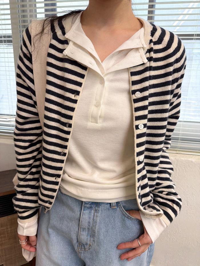 rest stripe cardigan (navy, gray)