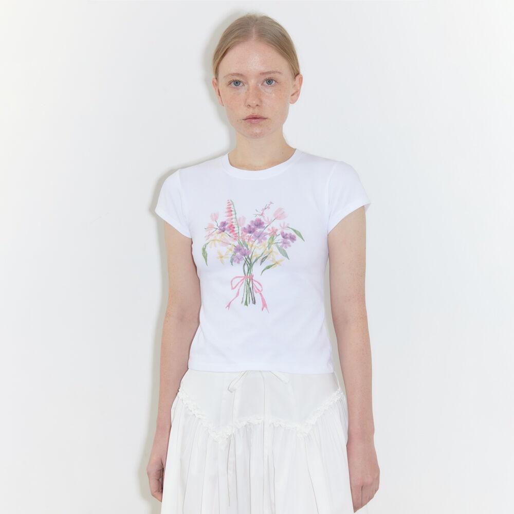 Bouquet Cap Sleeve T-Shirt (Pink)