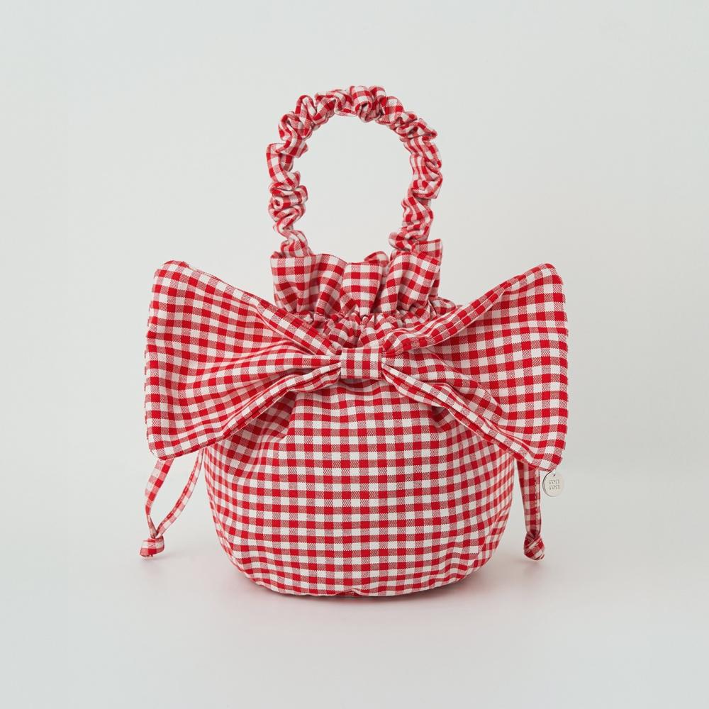BIG RIBBON MINI BAG GINGHAM RED