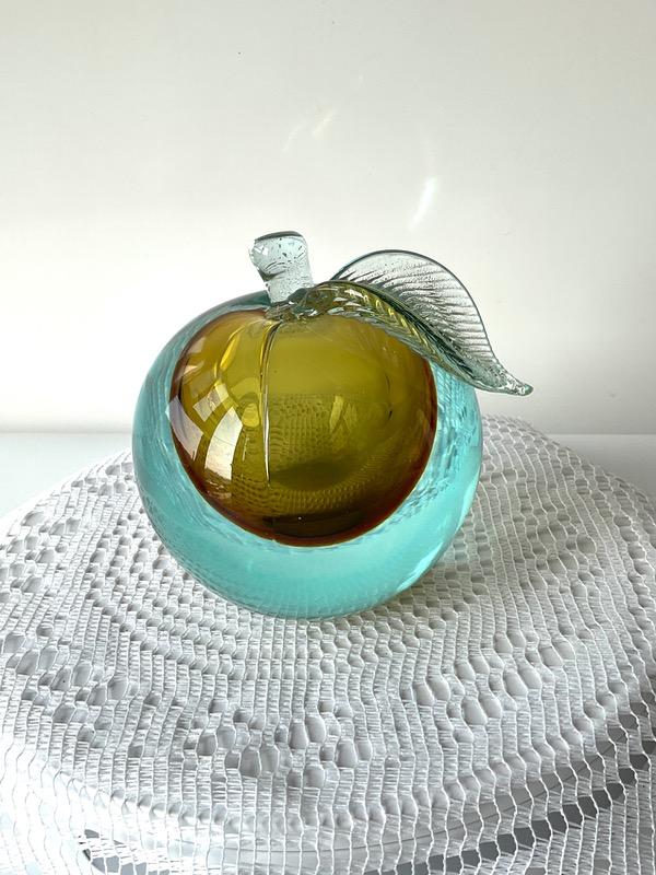 핸드 블로운 아트 글라스 "사과\" 문진 -대형 Hand Blown Art Glass \"Apple\" Paperweight - Large