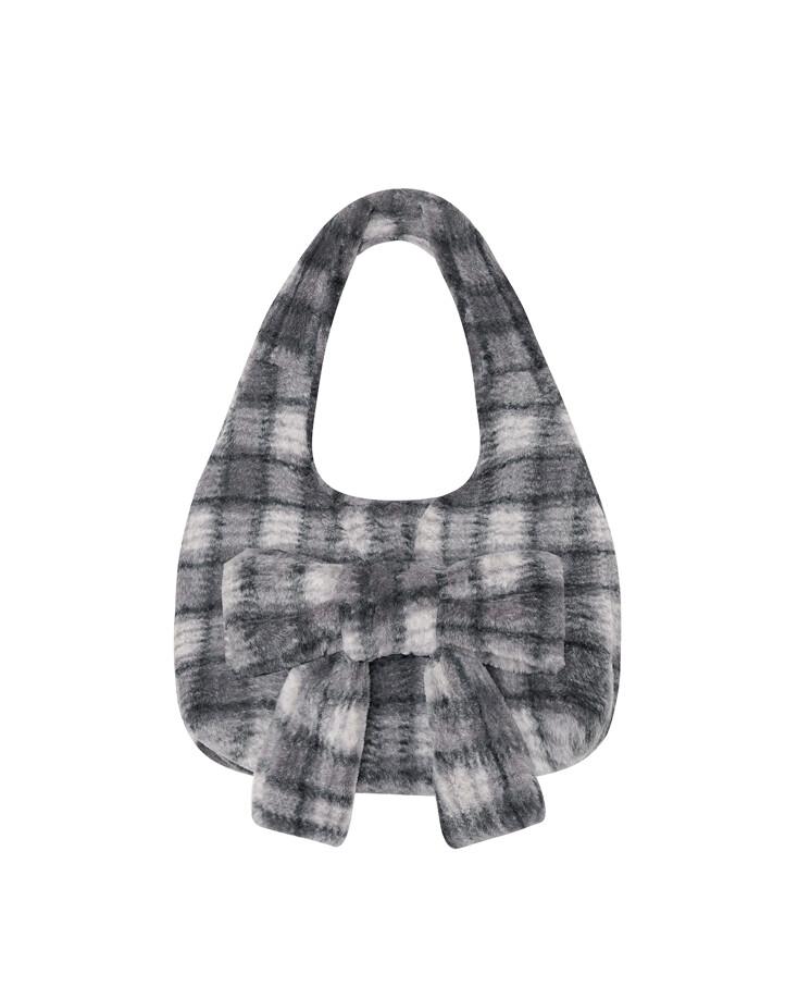 체크 플러피 숄더 백