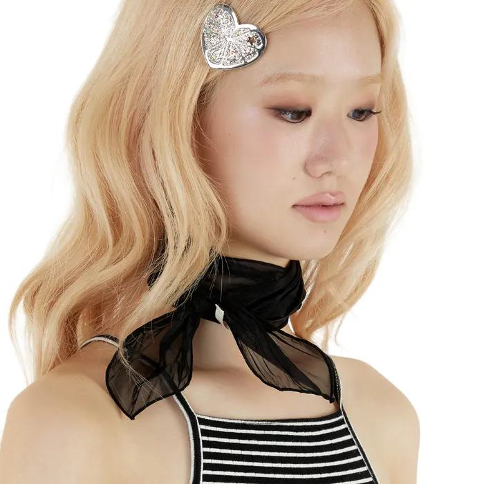 CRINKLED SHEER SCARF (BLACK)
