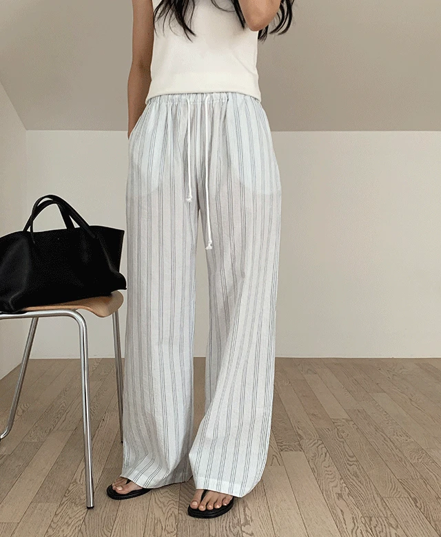 (*159cm 추천) 산토리니 스트라이프 밴딩 팬츠