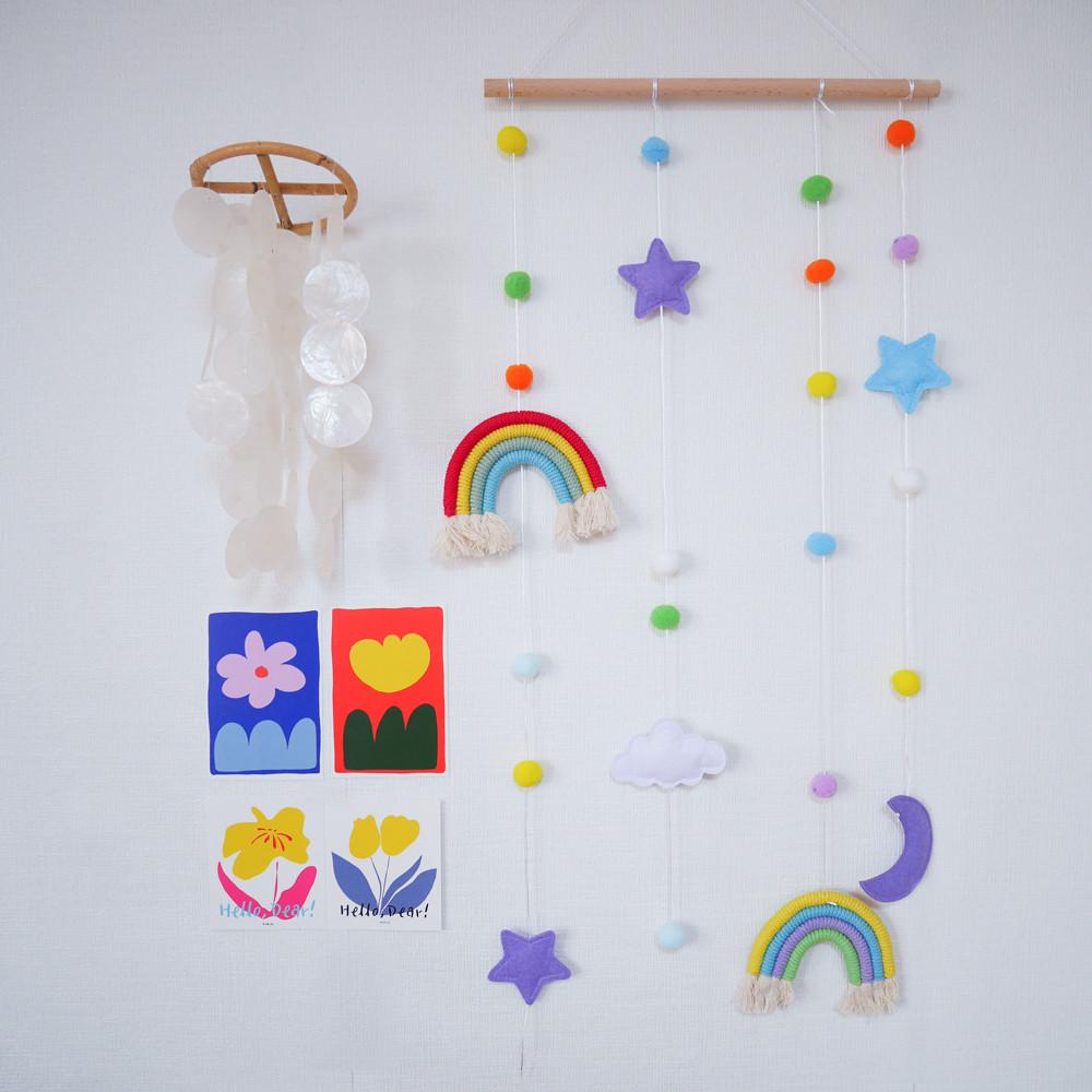무지개 마크라메 막대 드림캐쳐 방꾸미기 벽 인테리어 소품 포토존 출산 선물