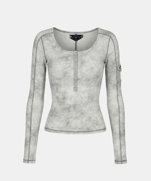 Viper Cotton Rib Henley Neck Long Sleeve - White