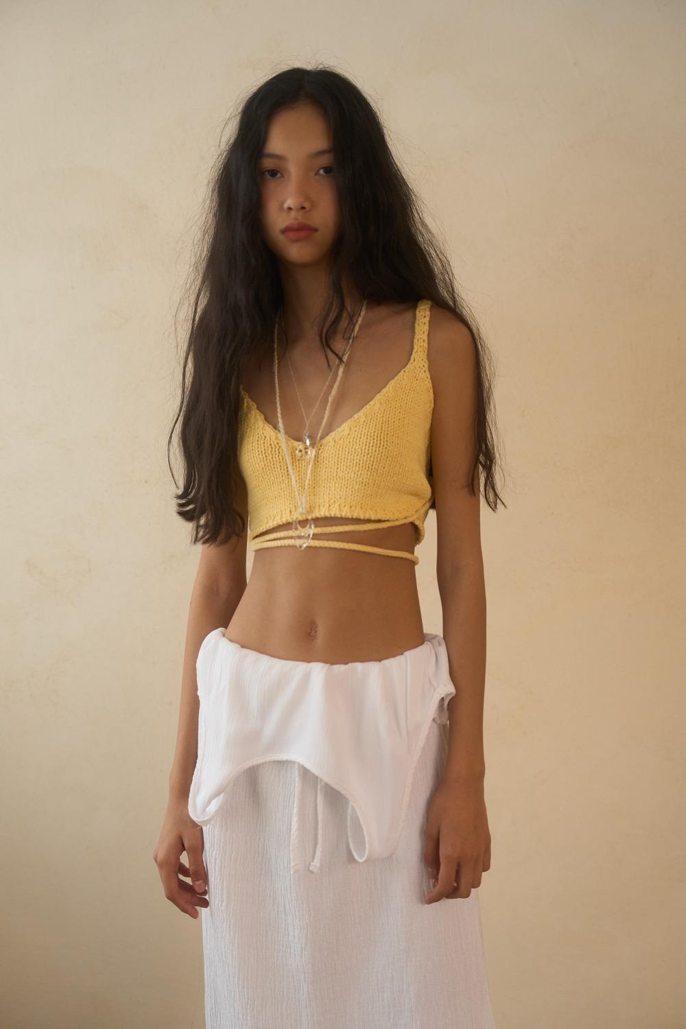 Tape Knit Bustier / Custard