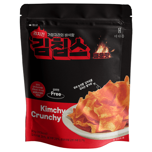 더다믐 김치부각 김칩스 매운김치전맛, 40g, 1개 - 기타과자 | 쿠팡