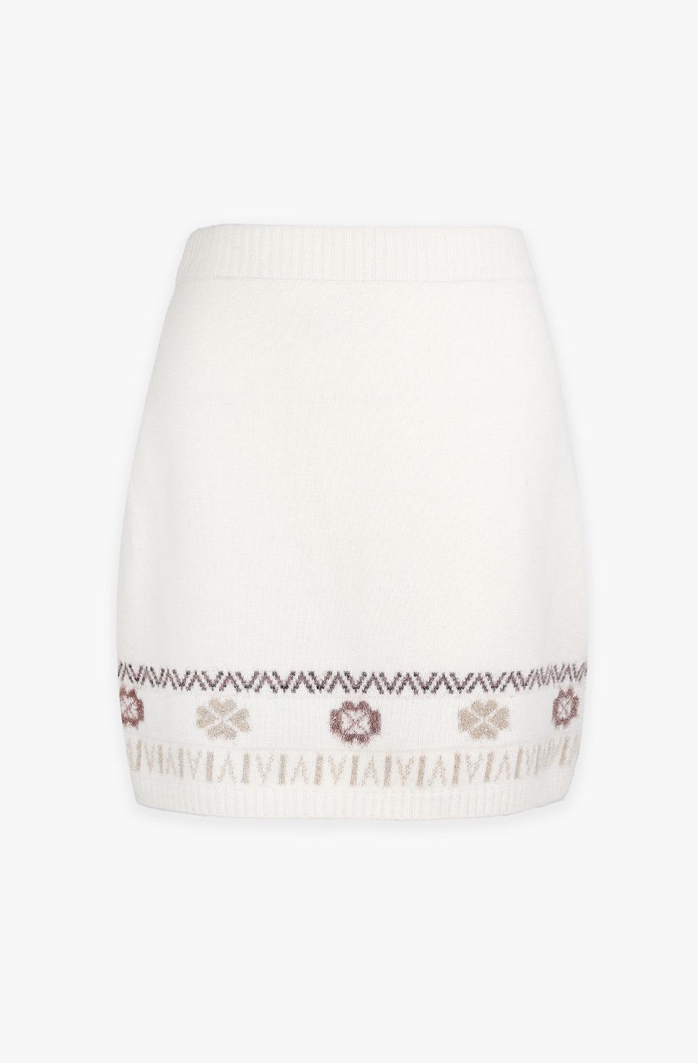 Nordic Deer Angora Knit Skirt (IVORY)