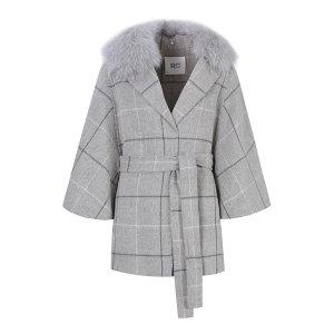 체크퍼카라케이프코트FH3656GYP