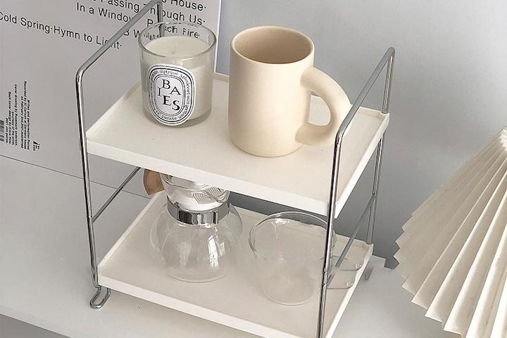 씰링 2단 일자형 미니 선반 모듈 실버랙 2colors