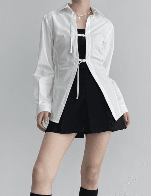 라인 버클 오픈 셔츠 [3color]