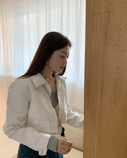 cotton short jacket : ivory