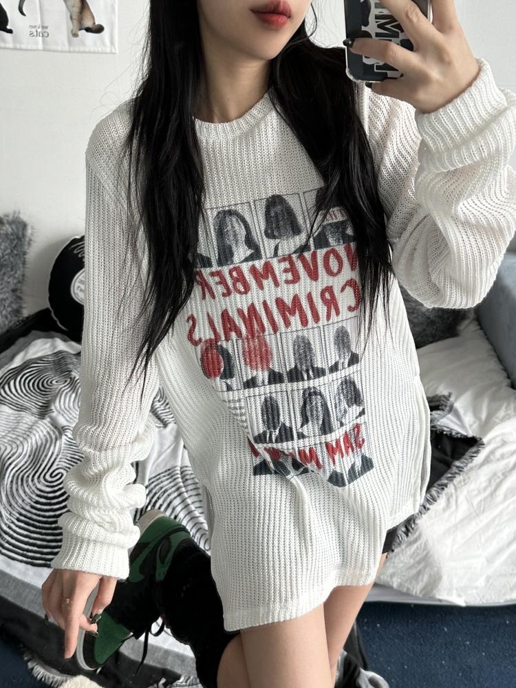 빈티지 프리 슬릿 니트 티셔츠(2color)