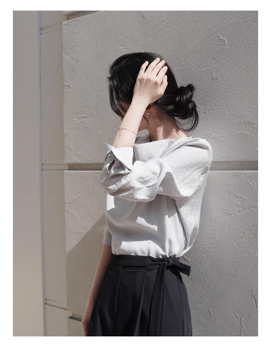 [일주일소요] 포에트 드레이프 블라우스 [소프트블루]