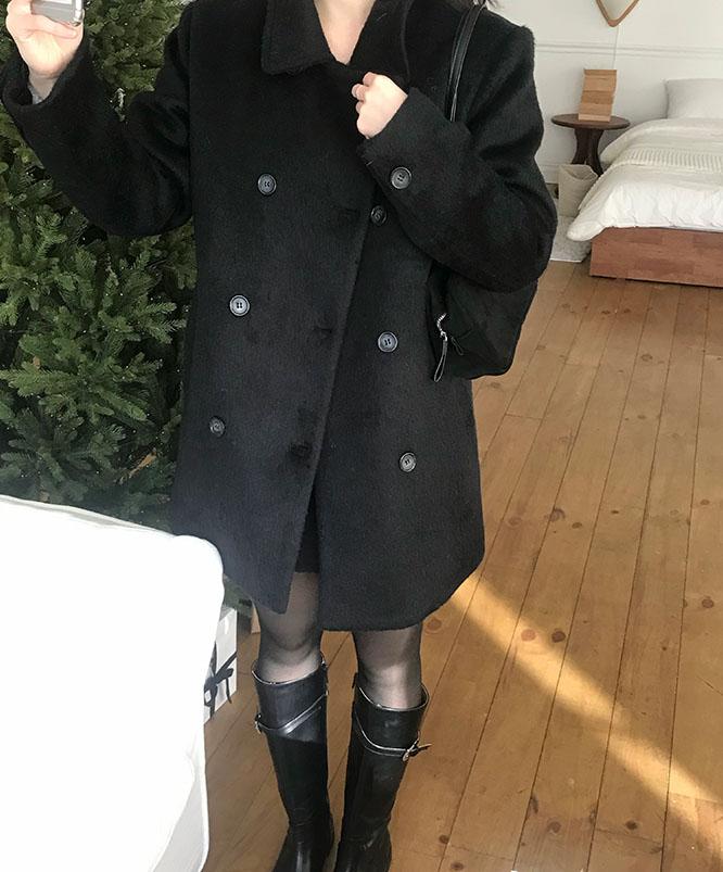 니어웨어 [⛄겨울신상/당일배송] 언유즈얼리 디어리 울 하프코트 (2color)겨울아우터/연말룩/데이트룩/하객룩/울코트/숏코트/더블코트