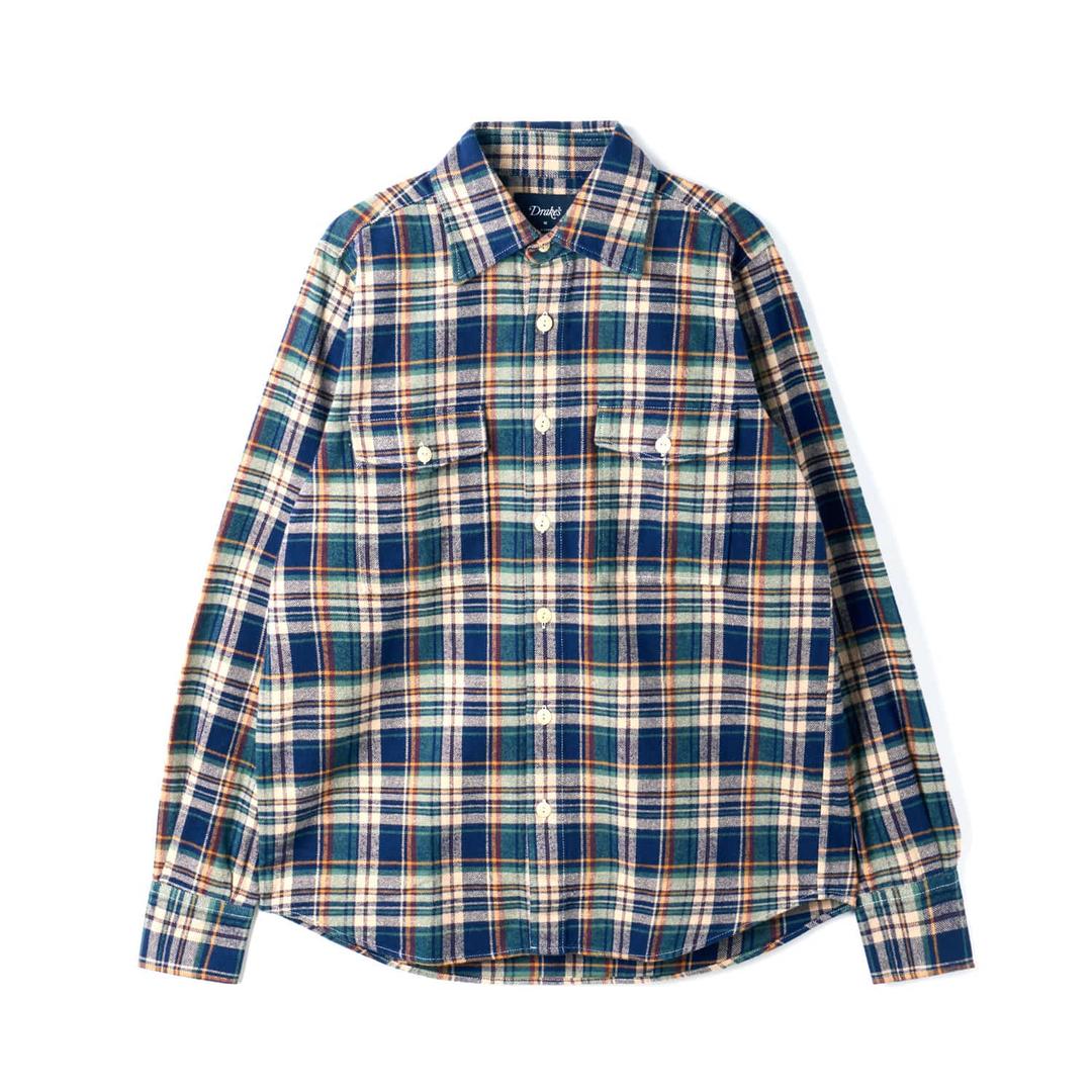 Check Relaxed Block Shirt Indigo