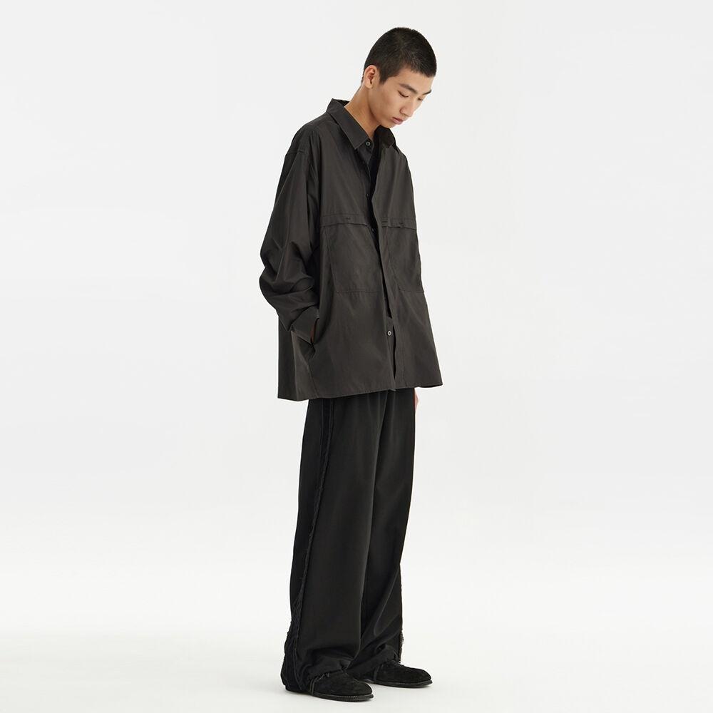 Detachable Hooded Shirt - Charcoal Grey