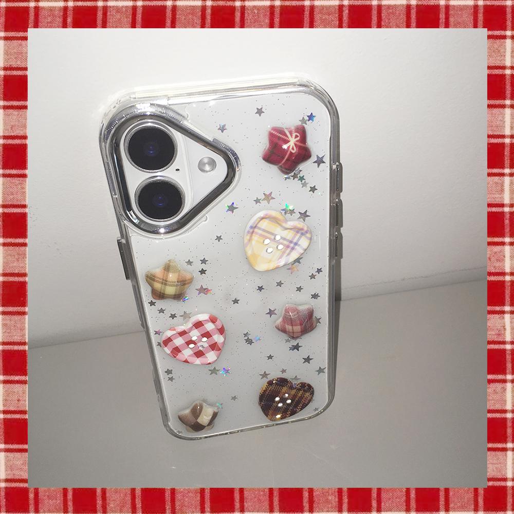 미타 단추 빈티지 레진 투명 아이폰케이스