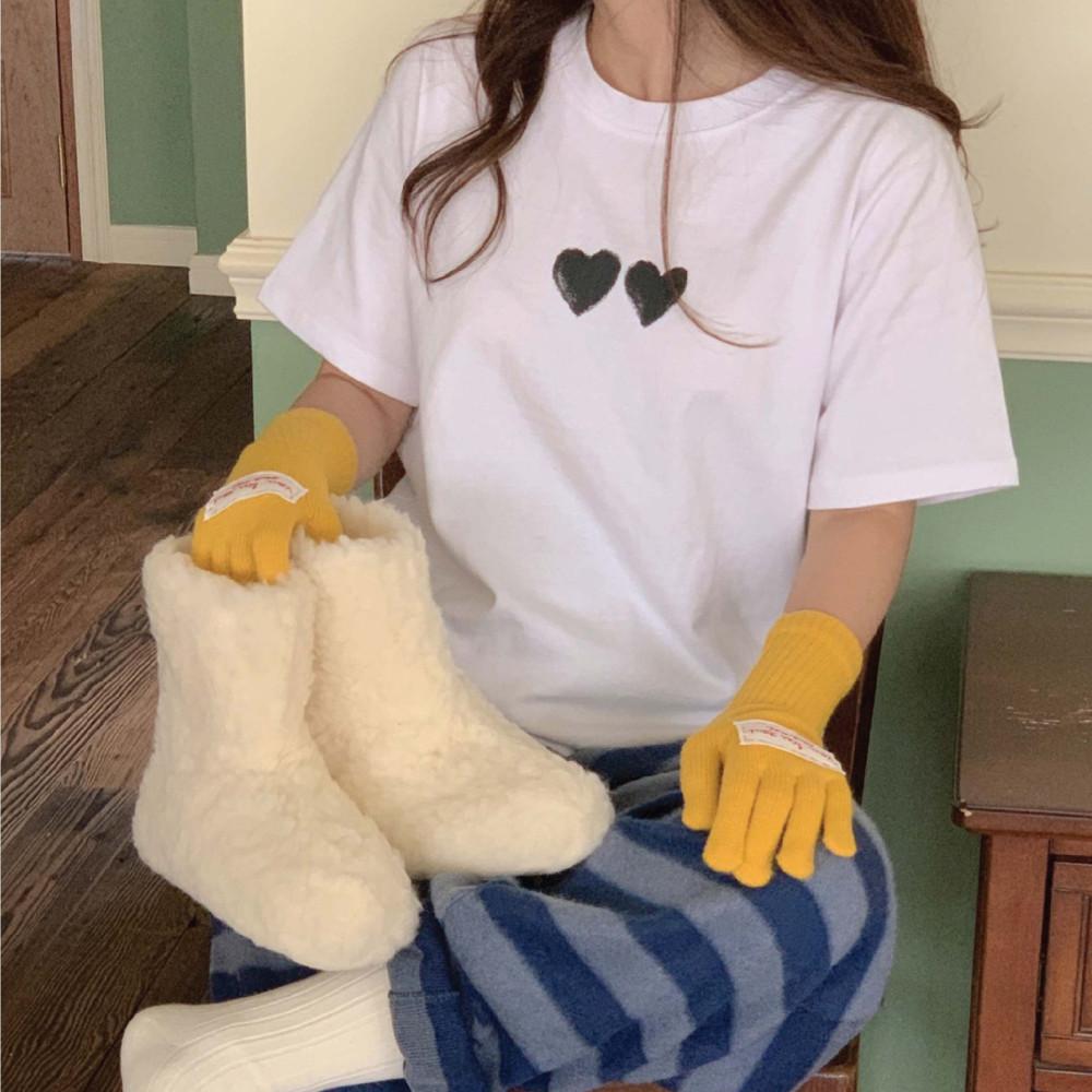 하트 반팔티 겨울 탄탄한 10수 이너티 기본티 2col