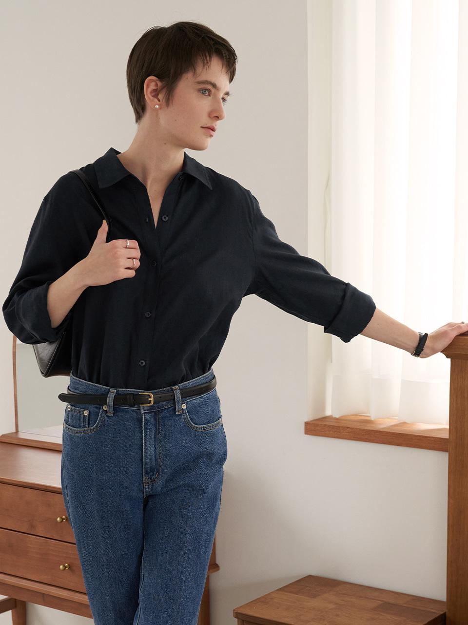 [3차 재입고]linen shirts - navy