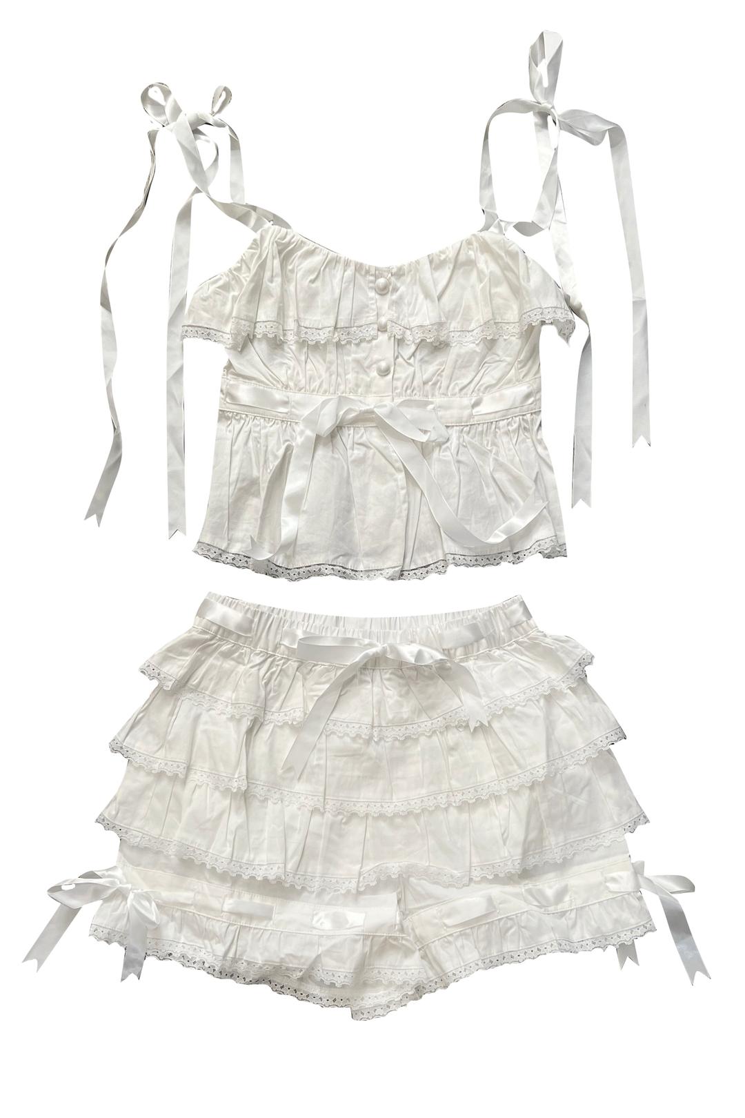 Fern White Bloomer Set - XS