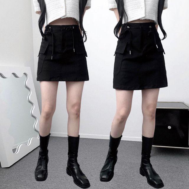 ~2XL 4컬러 [기장선택/치마바지] 스트링 스토퍼 카고포켓 하이웨스트 면 미니 스커트 _미닛마켓