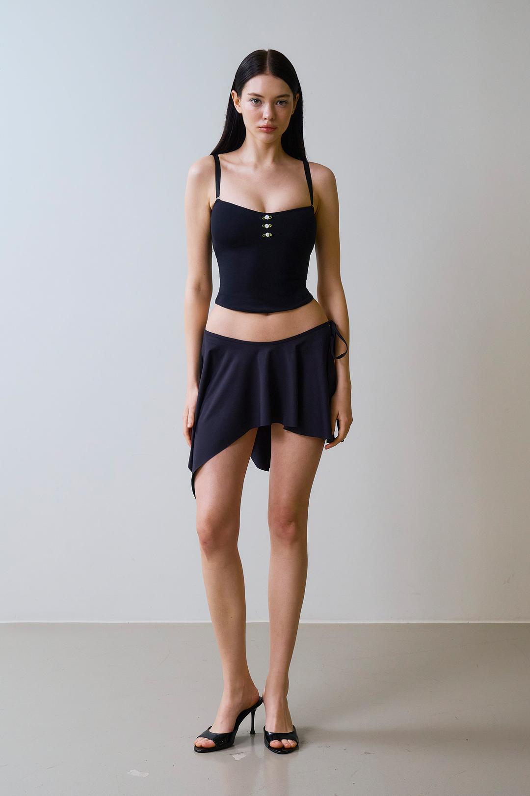 언발 러플 스커트 커버업 (Black)