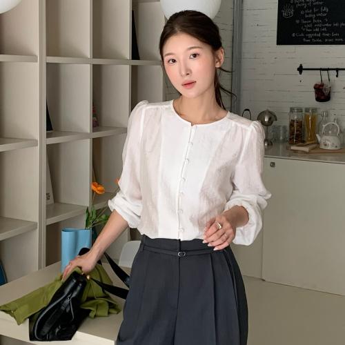 스트랩 디테일 롱 블라우스_RMBLF49RT3