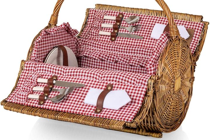 [해외] 배럴 피크닉 바스켓 레드 앤 화이트색상 깅엄 패턴 223-25-300