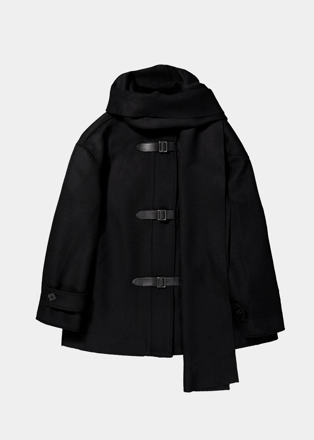 [11/11 출고] BELTED SCARF HEAVY WOOL COAT - BLACK