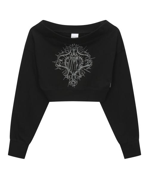 OFF SHOULDER SWEAT CROP TOP_BK