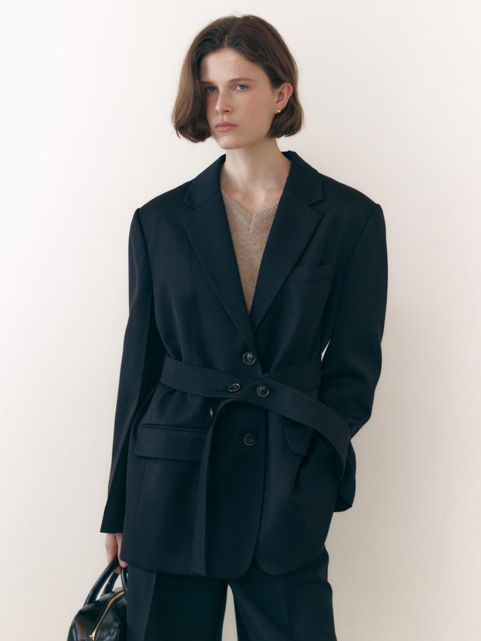 Belted overfit jacket_2color
