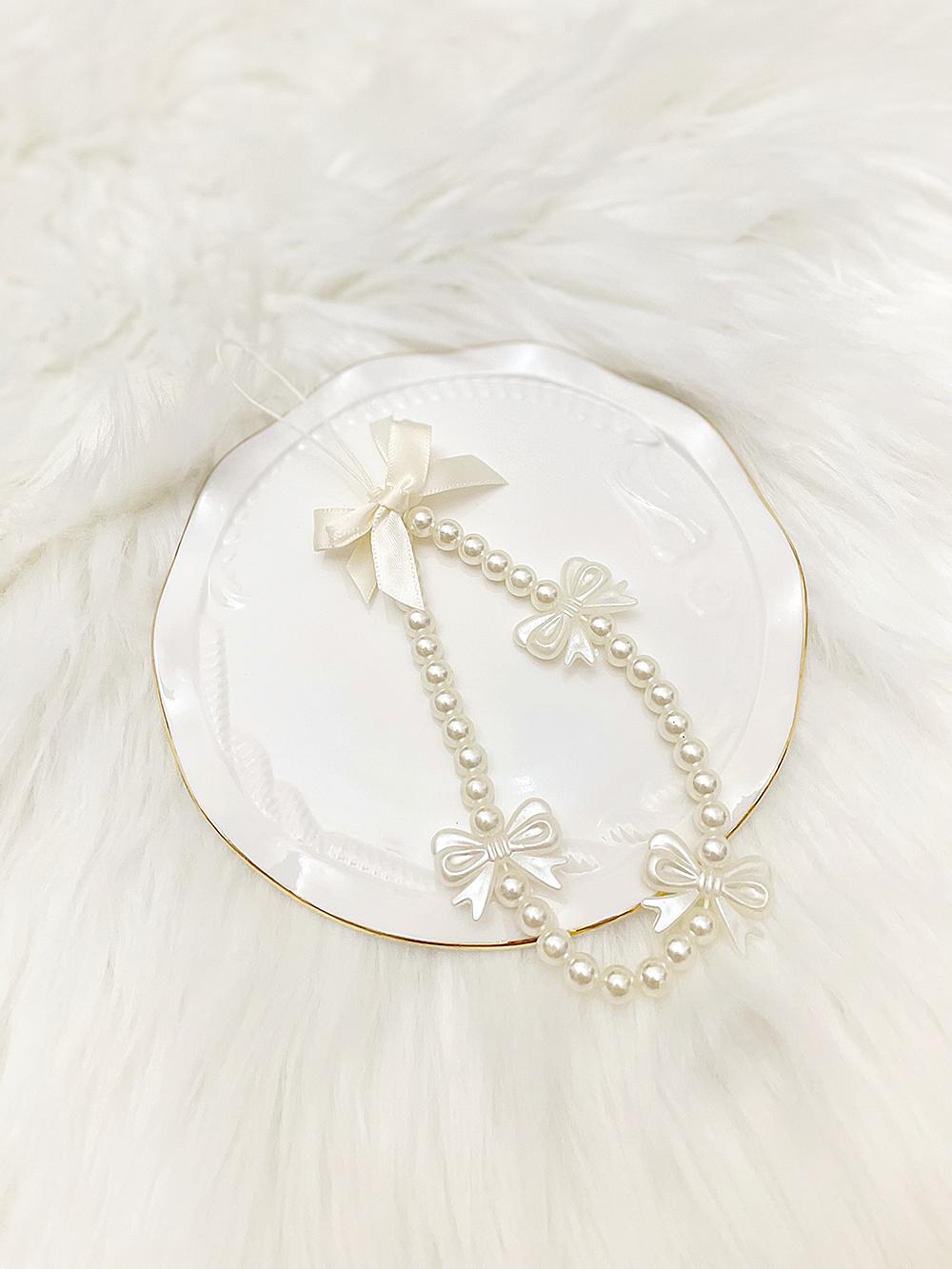 [SELECT] Pearl Ribbon Key Ring